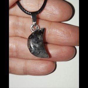 Smokey gray Double moon pendant on 18 inch cord